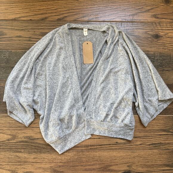 Lazy Sundays Gray Knit Dolman Sleeve Cropped Cardigan Top Women’s Size S - Picture 1 of 4
